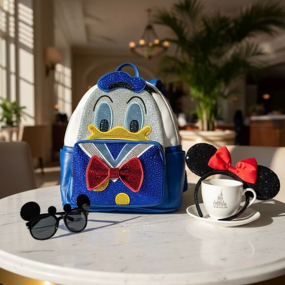 Handmade Rhinestone Donald Duck Inspired Mini Backpack Bling main image 4